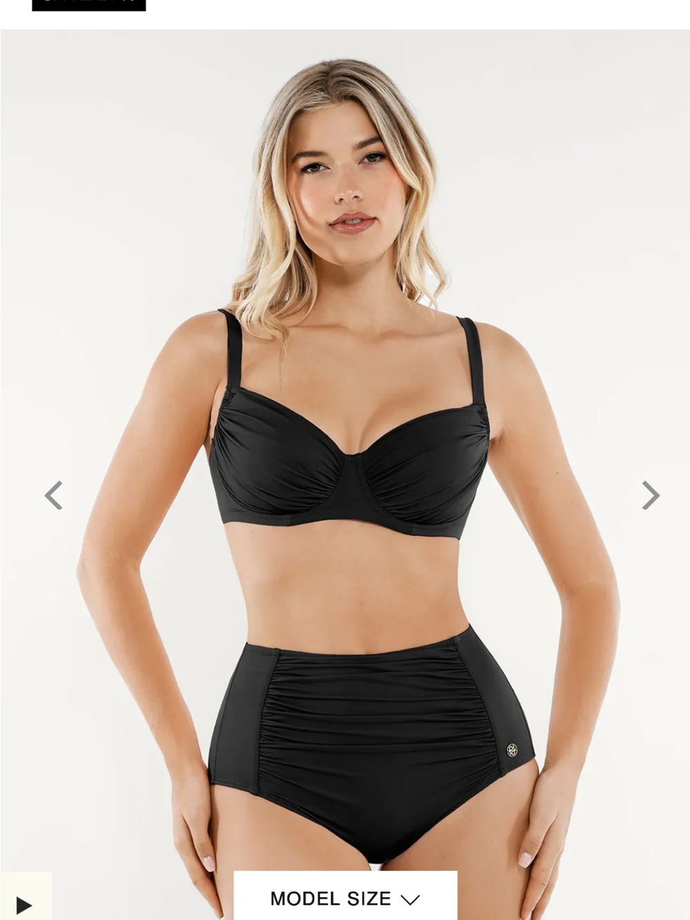 Ruched High-Waist Bikini Set in Black